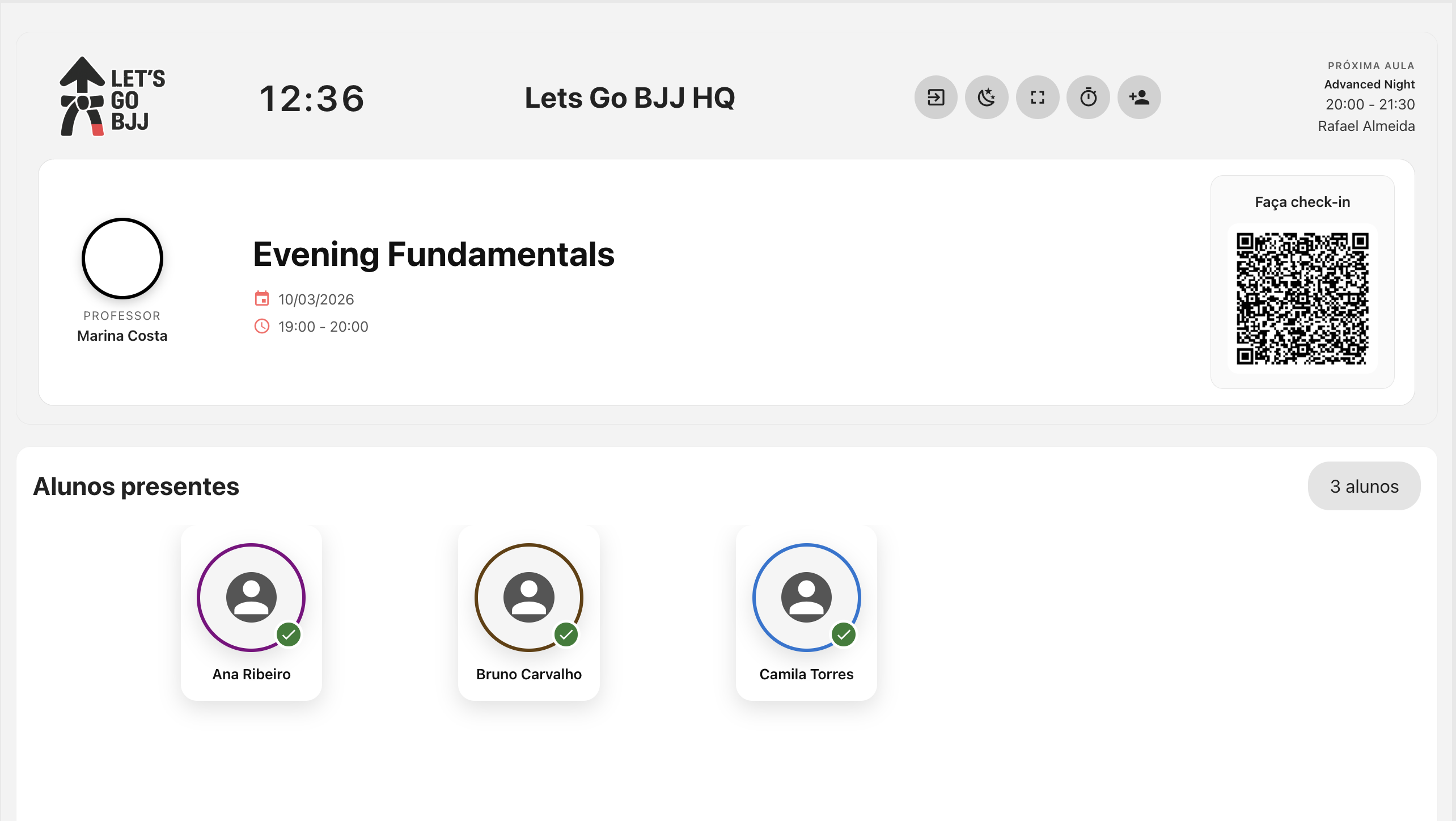Screenshot do painel de TV